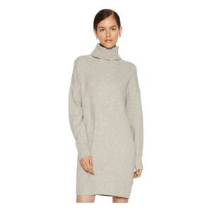 Gap Cozy Turtleneck Sweater Dress Oatmeal Tan Knit Long Sleeve Midi XL